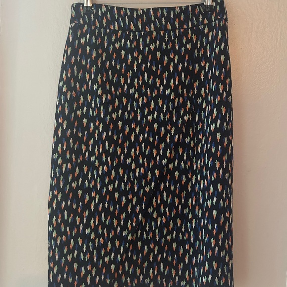 Anthropologie Debra Blue Patterned Pencil Faux Wrap Skirt - Picture 3 of 7